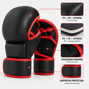 Gants de boxe en PU personnalisables OEM, fermeture Velcro sur tous les doigts, plusieurs couleurs, tailles S M L XL, équipement d'arts martiaux unisexe - Product Image 6