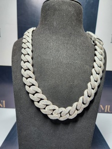 สร้อยคอเงินแท้ 925 แบบ Cuban Link ประดับเพชรโมอิสซาไนต์ สไตล์ฮิปฮอป สำหรับทั้งชายและหญิง - Product Image 3