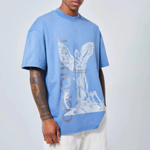 High Quality Hot Sale Custom Logo 100% Cotton Crew Fitness Puff Printing T-<b>shirt</b> <b>Men</b> Breathable <b>Thick</b> O Neck T <b>Shirt</b> - Product Image 1