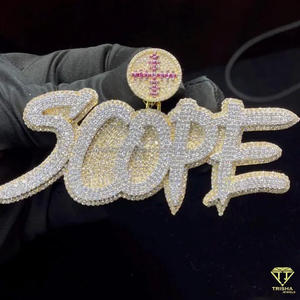 Pendentif personnalisé de haute qualité avec inscription, collier avec nom, diamant Moissanite, bijoux Hip Hop, plaqué or, pendentif de luxe brillant - Product Image 4