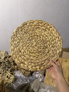 Natural Water Hyacinth Weave Placemat Round Braided Rattan Tablemats <b>Plate</b> Chargers for Dining Table Wedding Christmas Festival - Product Image 1