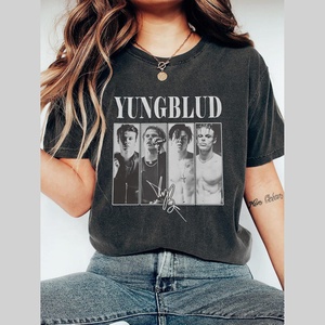 YUNGBLUD เสื้อยืดครอปผู้หญิง แขนสั้น คอกลม สตรีทแวร์ ลายเรียบ ผ้าฝ้ายเจอร์ซีย์ 100% ทรงหลวม ระบายอากาศได้ดี แห้งเร็ว - Product Image 1