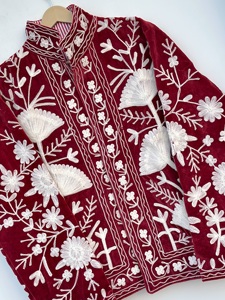 Maaunique Vintage Hand Embroidered <b>Velvet</b> Suzani <b>Jacket</b> Unisex Autumn/Winter Floral Pattern Cotton Bomber Full Breathable - Product Image 4