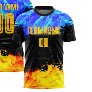 BAND BROTHERS Camiseta de fútbol azul y negra de alta calidad para hombre, uniforme deportivo de poliéster transpirable y ligero de manga corta - Product Image 2