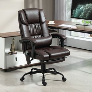 Sedia da Ufficio Ergonomica con Schienale Alto, 6 Punti di Vibrazione, Comoda in Pelle PU e Altezza Regolabile, Marrone - Product Image 2