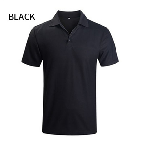 Polo de Manga Corta Negro para Hombre, Color Sólido, Tejido de Punto, Corte Regular Informal, Diseño con Botones - Product Image 1