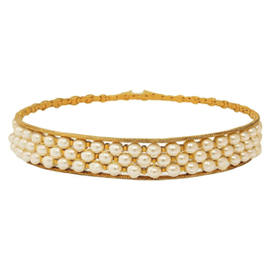 Swayamvara Gold Plated Pearl Cuff Bangle Set-Ethnic Classic Flower Design 2x6 Pieces - Product Image 2