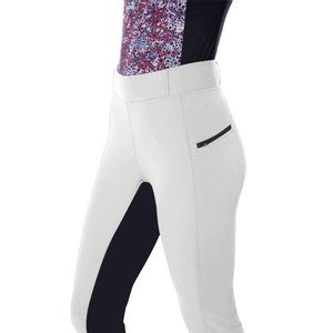 Pantalones de equitación de talle alto para mujer, color liso, corte ajustado con bolsillos para teléfono, agarre completo en el asiento, gris - Product Image 4