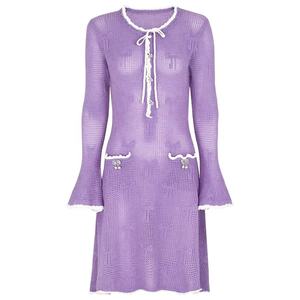 Vestido AIMEISI de Cintura Alta, Manga Larga, Tejido Elástico, Elegante, Bordado con Cuentas, para Mujer, Primavera-Otoño - Product Image 5