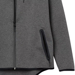 Sudadera con Capucha y Cierre para Hombre, Corte Regular, Color Sólido, Estilo Casual Otoñal, Tejido French Terry, Manga Larga, Diseño Transpirable - Product Image 6