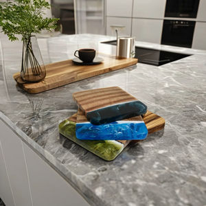 Posavasos de resina de madera contemporáneos personalizados, vajilla cuadrada, alfombrillas para tazas de té, bebidas, nuevos posavasos para el hogar, colores - Product Image 1