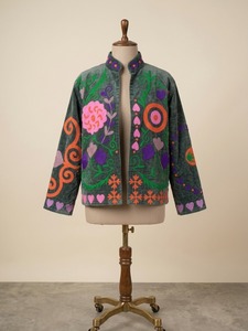 <b>Women</b>’s Vintage Floral Embroidered Velvet Jacket Multicolor Kashmiri Sujani Woolen Winter <b>Coat</b> Wholesale Manufacturer - Product Image 4
