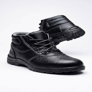 Men Leather Steel Toe Safety Shoes Lace-up Anti-smashing Factory Use <b>Work</b> Boots Breathable Mesh <b>Waterproof</b> Rubber Outsole - Product Image 2