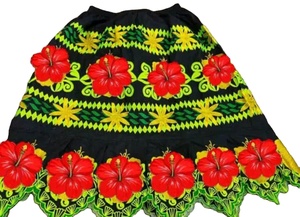 Otoño nuevo estilo bordado cintura Natural hasta el suelo transpirable Floral fiesta falda mujeres niñas de talla grande algodón de alta calidad - Product Image 2