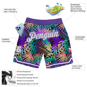 Custom Sublimation Rainbow Men's Adult Basketball <b>Shorts</b> 100% <b>Polyester</b> Front Logo Breathable Quick Dry Customizable Made - Product Image 6