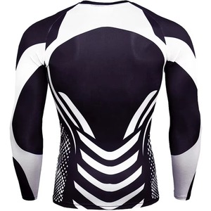 Chemise de compression à manches longues pour homme, noire et jaune, avec imprimé géométrique, séchage rapide - Product Image 2