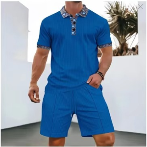 Conjunto Deportivo para Hombre 2026, Camiseta Polo con Botones a la Moda de Verano, Pantalones Cortos con Cordón, Conjunto de 2 Piezas de Algodón - Product Image 2