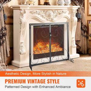 Robusto Parafiamma in Metallo a 1 Pannello con Rete in Ferro 39"L X 31.6"H, Protezione Antifiamma, Installazione Semplice - Product Image 3