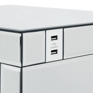 Luxury Mirrored Nightstand with USB 3 Drawer Crystal Silver Bedside End Table for Living Room - Product Image 6