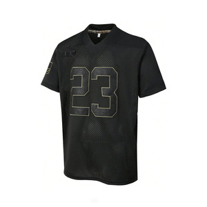 Uniforme Deportivo Premium Negro y Dorado con Números Metálicos Impresos, Transpirable, Ajuste Atlético, Jersey de Fútbol Americano, Proveedor OEM - Product Image 2