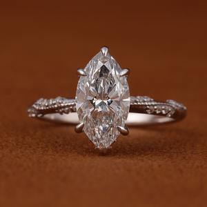 Anillos de Compromiso Ajustables para Mujer, con Diamante Cultivado en Laboratorio IGI, Corte Brillante, Oro Blanco Sólido de 14K, Diseño Moderno - Product Image 1