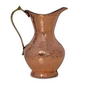 Hammered Copper Pitcher with Brass Handle and Lid Honeycomb Pattern Rustic Handcrafted Drinkware Traditional - Product Image 5