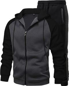 Survêtement unisexe streetwear à capuche avec blocs de couleur, fermeture éclair sur toute la longueur, manches longues, décontracté, pour l'hiver, avec poches latérales, coupe classique - Product Image 5