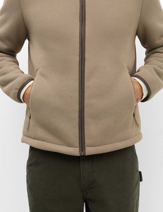 Chaqueta de Forro Polar Transpirable para Hombre, Color Beige, Cuello Alto con Cierre de Cremallera, Ropa Exterior Informal, Corte Regular, Ropa de Invierno, Forro Polar - Product Image 5