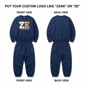 <b>Men</b> Sweat <b>Suit</b> 240 GSM Polyester/Cotton Fleece <b>Green</b> Tracksuit Custom Embroidery Chenille Applique Logo Premium Pullover Jogger - Product Image 1