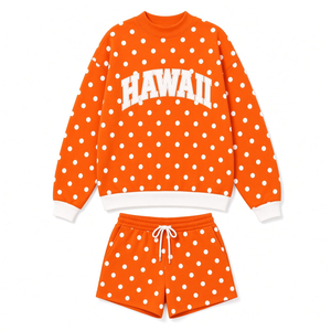 Nuevo Conjunto de 2 Piezas para Mujer 2026: Sudadera de Cuello Redondo con Estampado de Letras y Pantalones Cortos con Cordón, Manga Larga, Estilo Casual, Precio Bajo - Product Image 1