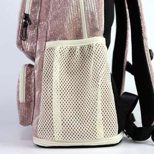 Sac à dos rose à paillettes avec lettres en strass, poignée souple, fermeture éclair, style tendance, en polyester, pour usage quotidien - Product Image 6