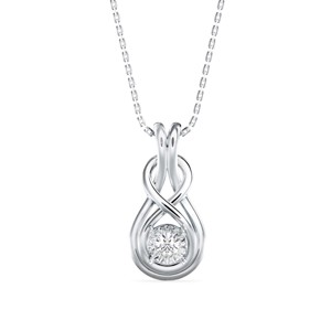 Collar con colgante de moissanita solitaria en plata 925 con diseño de bucle infinito entrelazado, ideal para uso diario. - Product Image 1