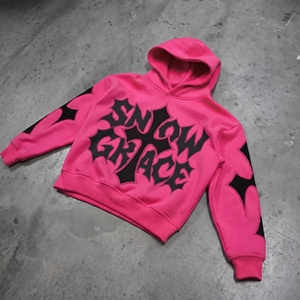 เสื้อฮู้ดดี้ Snow Grace สีชมพู รุ่น Winter ผ้าฝ้าย 100% ทรงปกติ สวมใส่ได้ทั้งชายและหญิง สไตล์สตรีทแวร์ ความยาวปกติ พิมพ์ลายตัวอักษรด้านหน้า แขนเสื้อแบบปกติ ทรงเฟรนช์ - Product Image 5