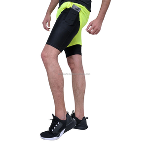 Shorts de sport pour hommes de haute qualité, respirants, pour l'entraînement, la course à pied, décontractés, teinture unie, polyester/coton, compression, séchage rapide - Product Image 2