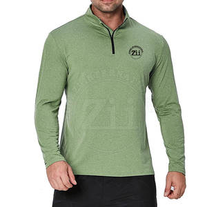 Chemises de compression à manches longues pour hommes, respirantes, avec fermeture éclair 1/4, vêtements de sport, spandex/polyester, ajustées - Product Image 3