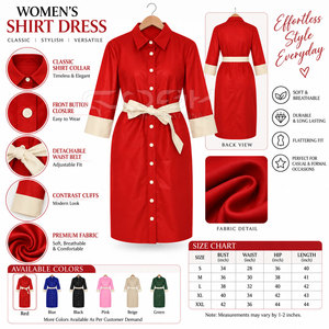 ชุดเดรสยาวสีแดงหนังเทียมปักลาย Cosh International Sorority Sisterhood พร้อมแขนเสื้อและเข็มขัดสีครีมตัดกัน - Product Image 6