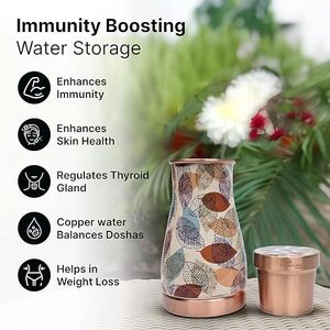Termo de cobre con diseño de hojas para beber agua y bebidas calientes - Product Image 4