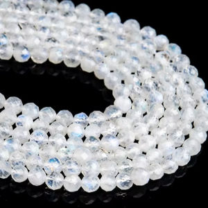 Cuentas de Piedra Lunar Arcoíris Translúcidas, Gema Natural Auténtica, Cuentas Sueltas Redondas Facetadas, Hilo Completo, Venta al por Mayor a Granel - Product Image 1