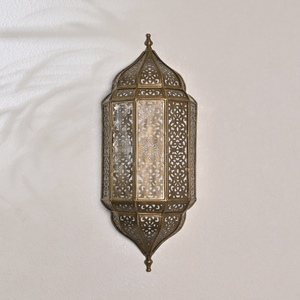 Golden Moroccan Wall <b>Sconce</b> Lantern Brass Intricate Cutout Design Home Decoration Professional Lighting - Product Image 1