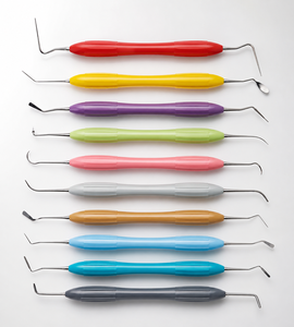 10 Pièces de Curettes Dentaires Manuelles pour Résine Composite, Codées par Couleur, Double Embout, Antidérapantes, en Acier Inoxydable Allemand, Certifiées CE - Product Image 1