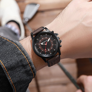 Men's Quartz Alloy case Leather Strap Pointer Dial 10mm Thick Simple and Fashionable Perpetual Calendar Watch - Product Image 4