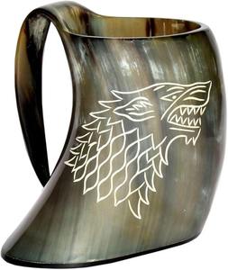 Mug en corne de buffle fait main, forme naturelle, thème animal sculpté, objet d'art de collection, artisanat buraq - Product Image 5