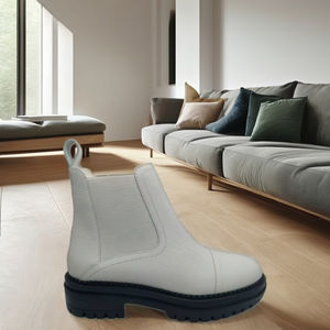 Botines de cuero blanco Premium Más vendidos Elegante Cómodo Uso durante todo el día Flexibilidad Diseño de forro de malla de moda - Product Image 1