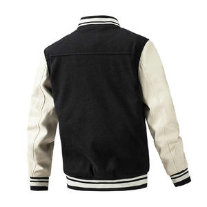 Chaqueta de béisbol universitaria nueva para hombre, abrigos urbanos con letras bordadas, cuello alto, cortavientos, chaqueta de béisbol de cuero - Product Image 2