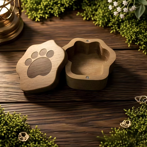 Wooden Pet Urn Paw Shape <b>Memorial</b> Keepsake <b>Box</b> Magnetic Lid Durable Handmade For Dogs - Product Image 4