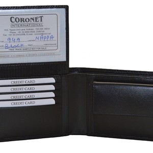 <b>Men's</b> Genuine Leather Bifold <b>Wallet</b> Slim Minimalist <b>Black</b> Fold Closure Daily Use Quality Short Open Coin Pocket RFID-Blocking ID - Product Image 6