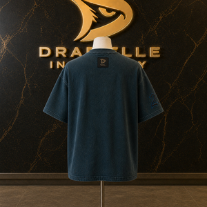 Men’s Oversized Y2K Graphic Tee, Deep Teal Heavyweight Cotton Gothic <b>Flame</b> Streetwear T-<b>Shirt</b> Puff Print with Foil Detail - Product Image 2