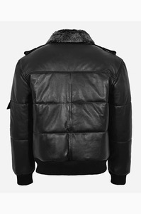 Mens <b>PILOT</b> 8 Classic Black Bomber Leather <b>Jacket</b> - Product Image 2