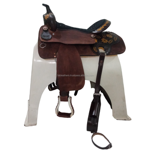Selle de cheval western en cuir véritable magnifiquement fabriquée à la main, idéale pour le plaisir de l'équitation et des courses de barils en gros - Product Image 1