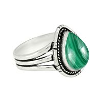 Bague en malachite, pierre précieuse naturelle, best-seller, faite à la main, pour femme, en argent sterling 925, style vintage, sertissage clos, placage oxydé